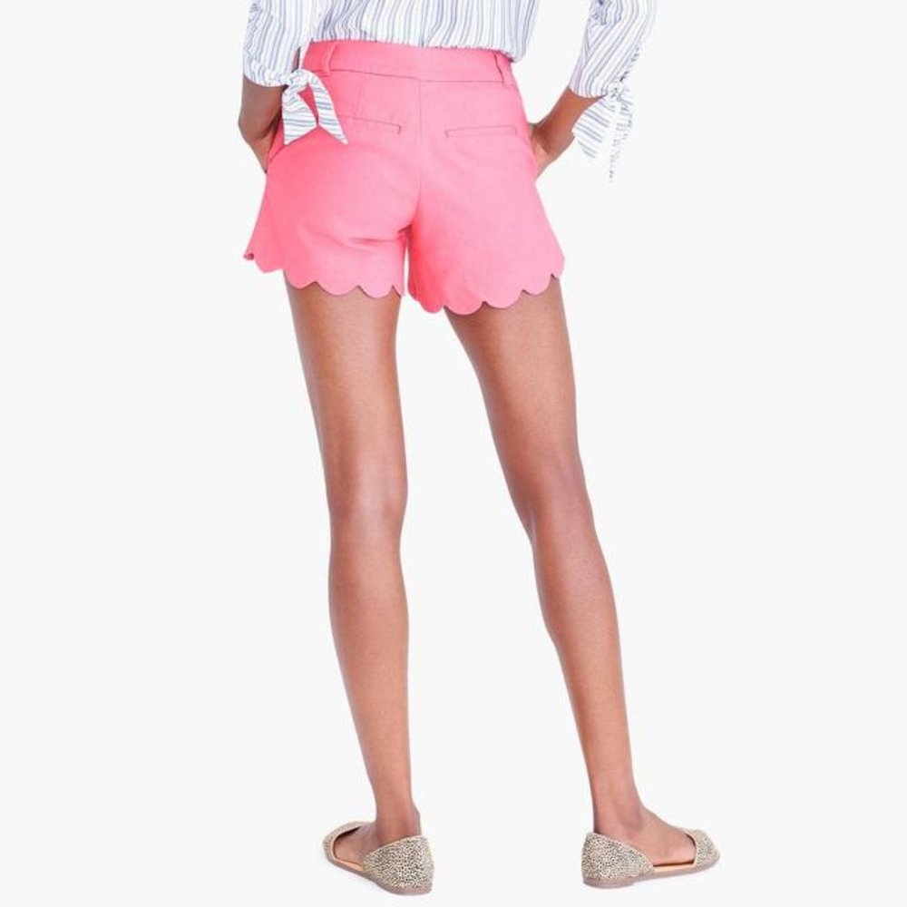J CREW WOMENS SCALLOP HEM PINK SHORTS SZ 6